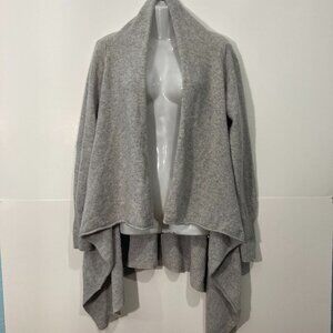 Nanette Lepore 2-Ply Cashmere knit open cardigan Sweater Gray Asymmetrical S